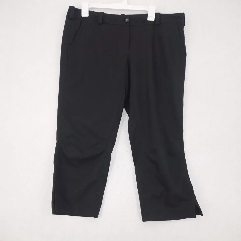 NIKE Golf Capri Pants Dri Fit Tour Performance Black Cropped Stretch Women's 12 - Picture 2 of 7